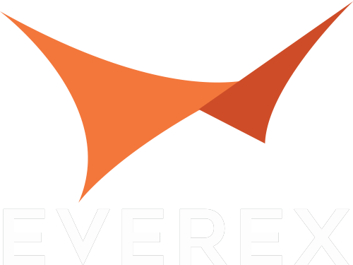Everex logo baltas